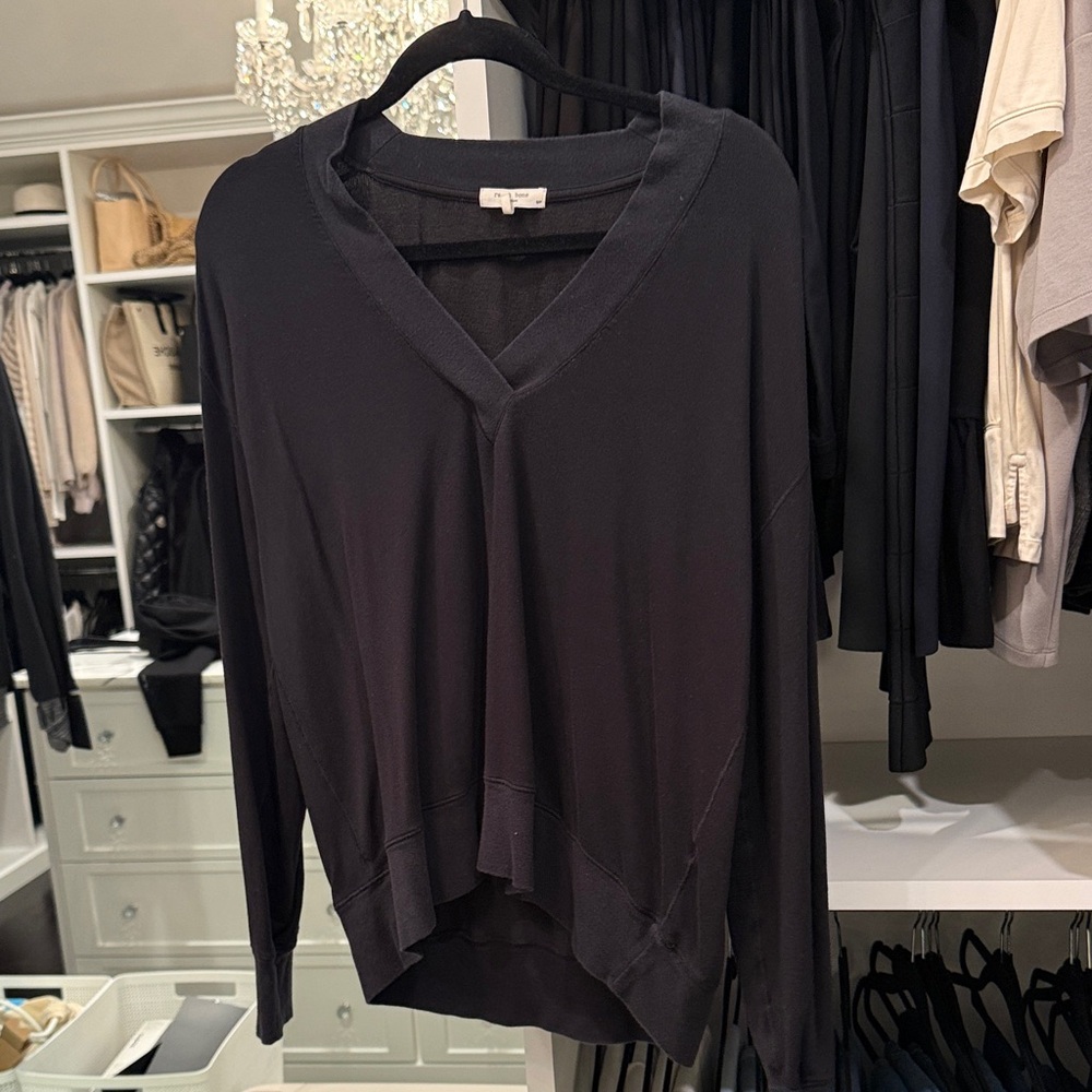 Rag and bone Black V-Neck Long Sleeve Top